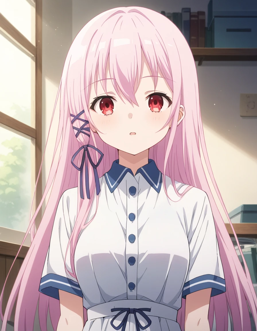 score_9, score_8_up, score_7_up,source_anime,1girl,solo,<lora:kisara-XL-v1:0.7>,(kisara,pink_hair,red_eyes,very_long_hair,hair_ribbon,:1.0),(white_sundress,:1.0),