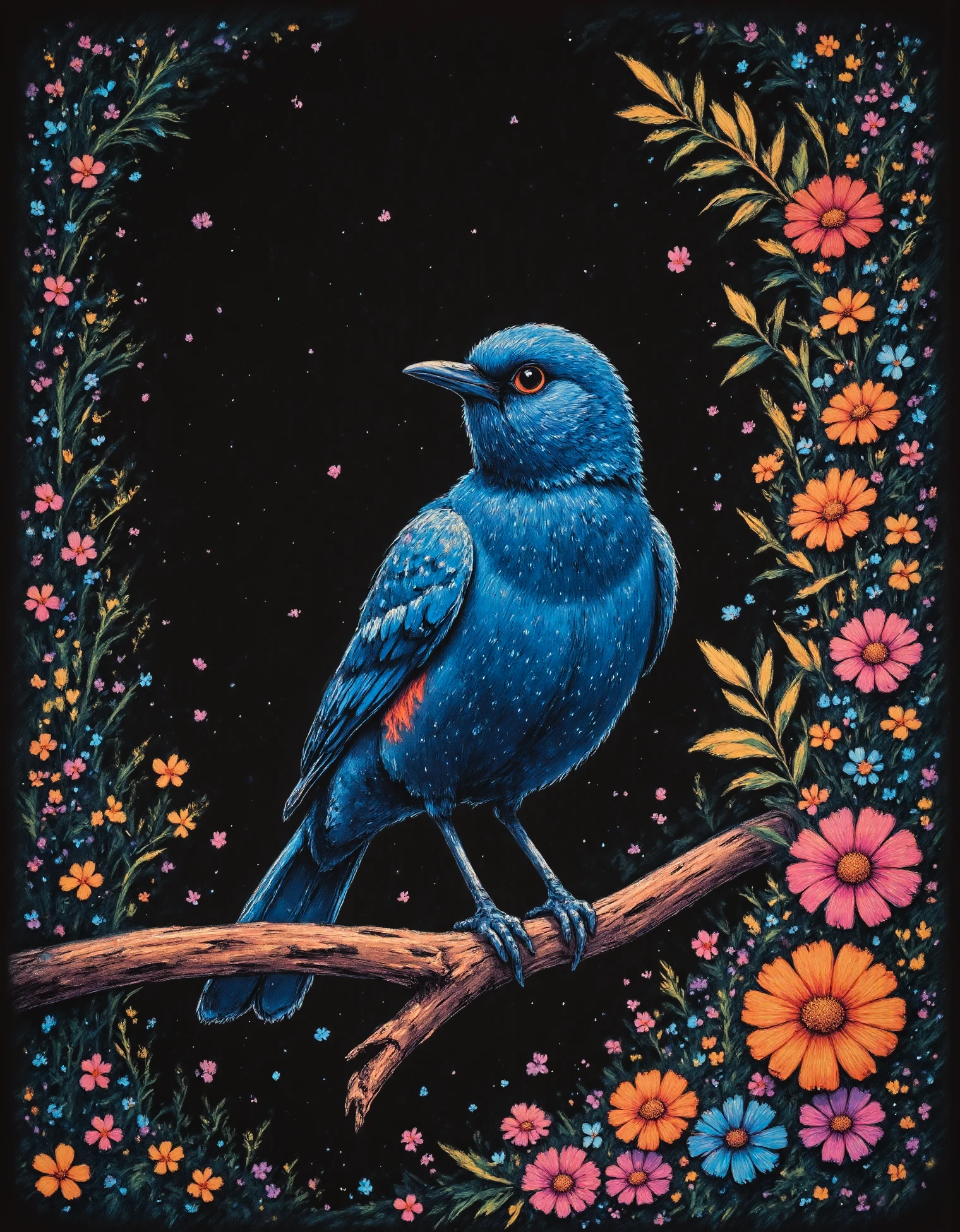 zavy-blckpnt, Lazuli bunting dream, surreal, vibrant,