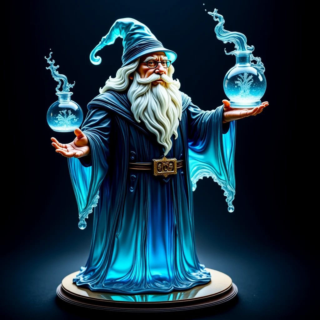 A liquid glass wizard, casting spells.

LiqGlassCE style