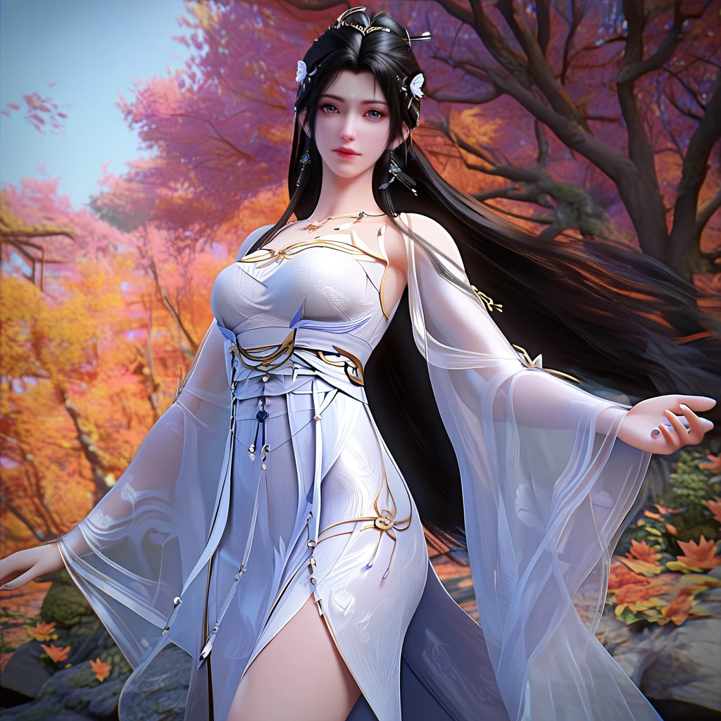 <lora:ponyqingyi25v:0.8>,score_9,score_8,score_7_up, BREAK qingyi,white chinese clothes,trees,