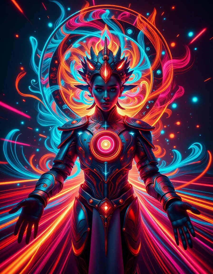 ral-exposure <lora:ral-exposure-flux:1>, (abstract art stylized by Bo Chen:1.0) and Patty Maher, vibrant art, epic Drawing, POV shot of a Cyborg (Zamazenta Crowned Shield:1.1) , Hispanicore, Cande lightsoft bounced lighting, surreal design, photo, long exposure photography, colorful, luxurious, fantastic aesthetic, aesthetic