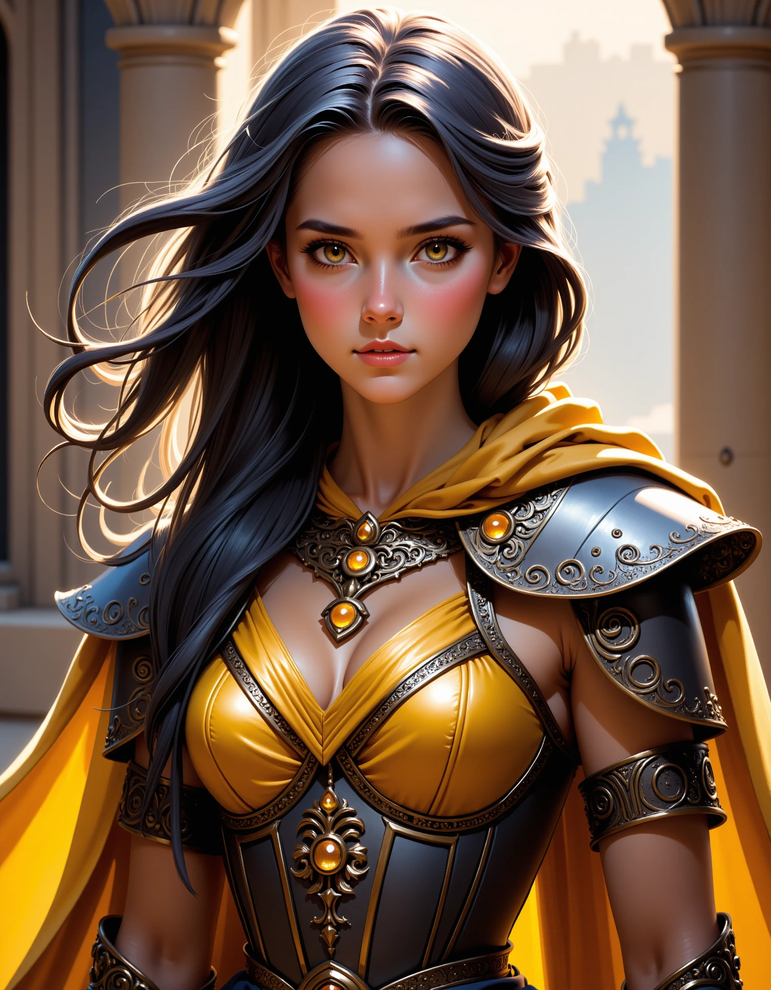 zavy-smthnm, a beautiful young woman in exquisite robes as warrior