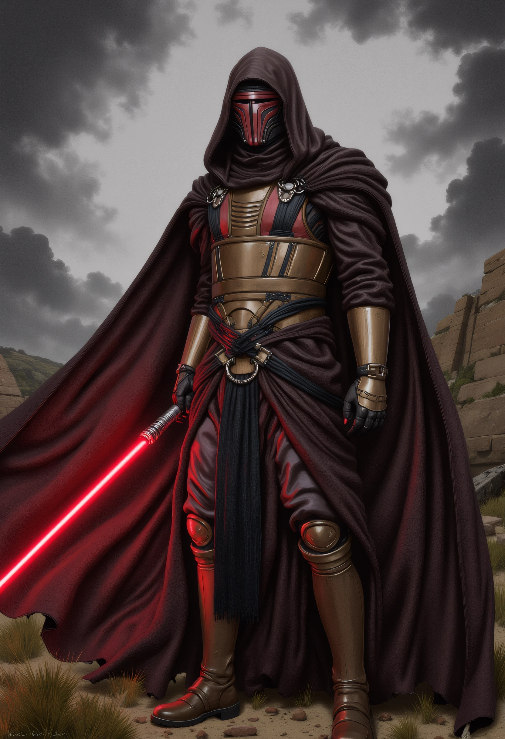 An oil painting featuring Revan