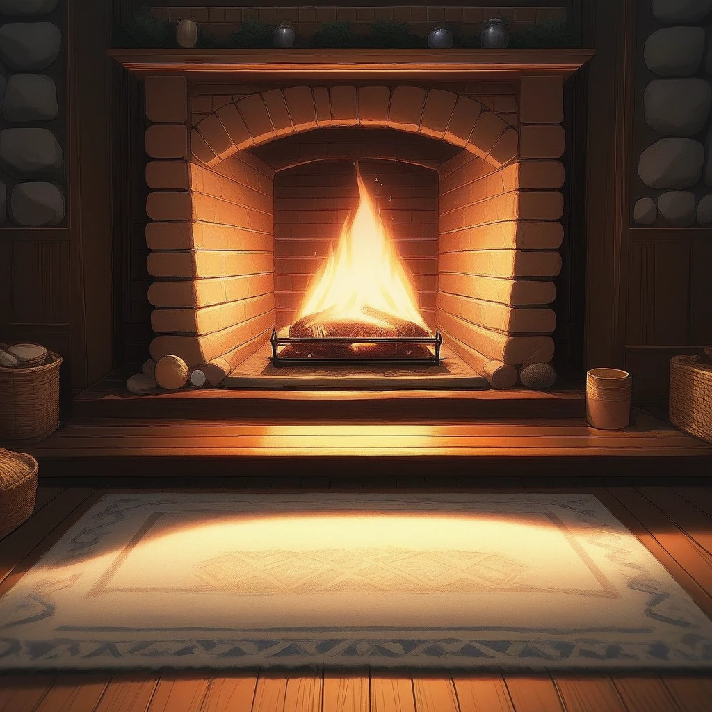 score_9, score_8_up, score_7_up, score_6_up, score_5_up, score_4_up, zPDXL2,source_anime,rating_questionable,scenery, no humans, <lora:Fireplace:0.8> f1r3pl4c3, fireplace, indoors, looking at viewer, carpet,