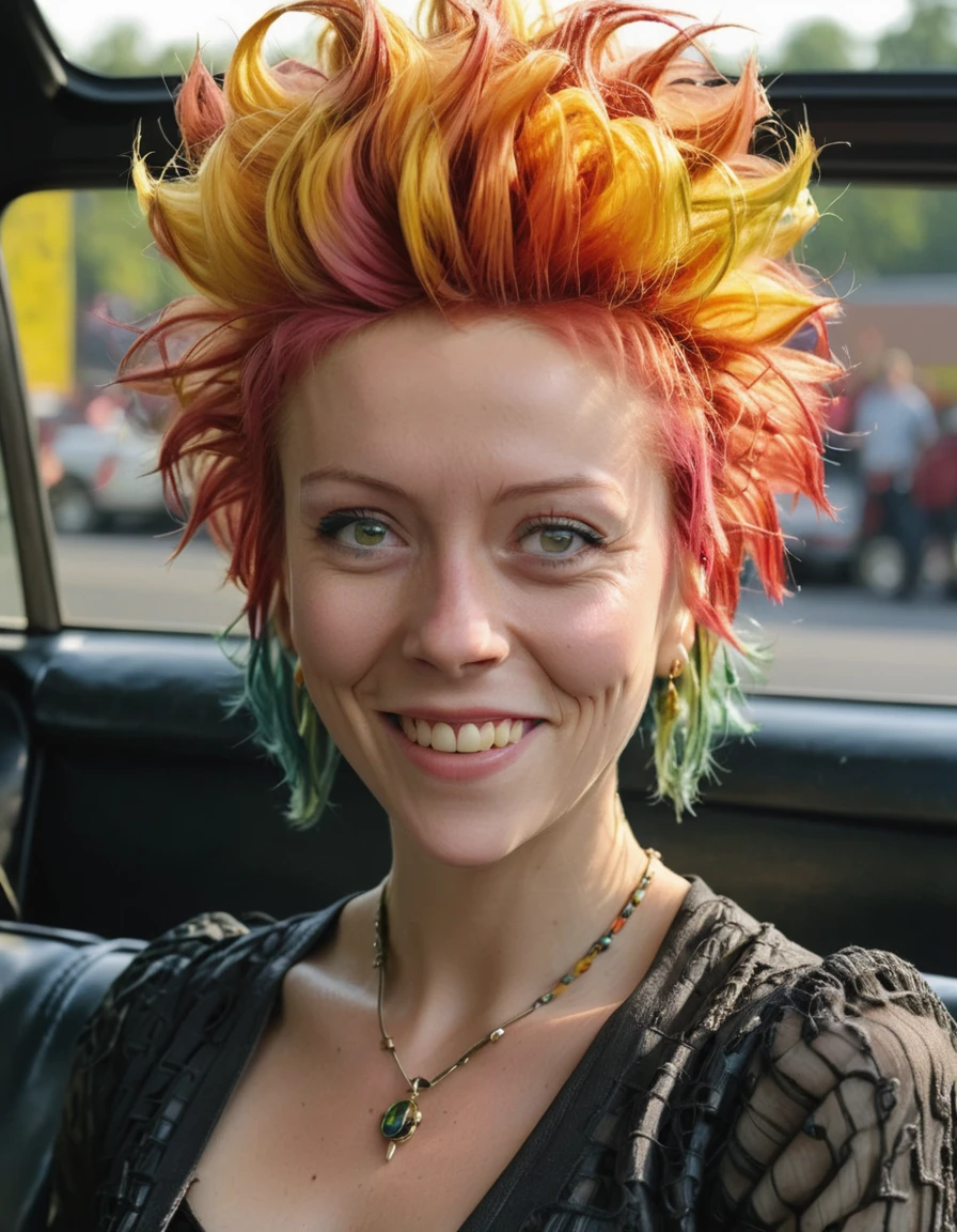 ultra-detailed absurdres professional sharp focus 35mm photorealistic photograph of 
Laura_Pyper, with a slight grin and a tight random colored mohawk devilock hairstyle,
in the back of a limousine being driven to springfield to see what familial pets are available for consumption in perhaps a tapas form or maybe a ragout,
(masterpiece:1.2), (best quality:1.2), ultra-detailed, best shadow, detailed background, high contrast, (best illumination, extremely delicate and beautiful), ((cinematic light)),  intricate details, 8k, very aesthetic, 
 <lora:Laura_Pyper-SDXLe15:0.9>