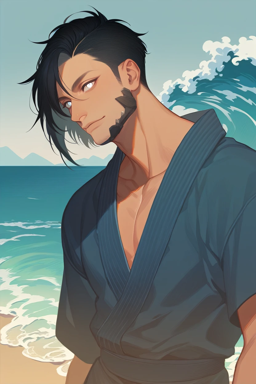 score_9, score_8_up, score_7_up, score_6_up
<lora:CyberSandayuOda:0.8>
CyberSandayuOda, 1boy, black hair, asymmetrical hair, white eyes, full-body shot, male model with a rugged beard, standing on a deserted beach, wild waves, stormy sky, dramatic and intense atmosphere