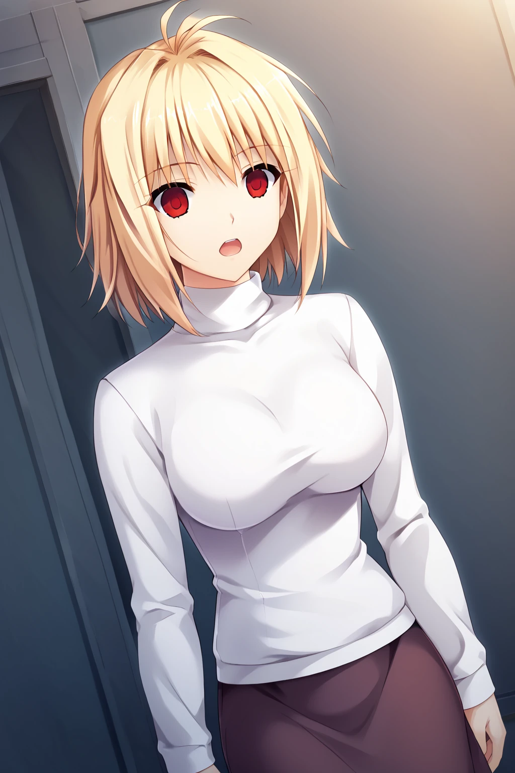 score_9, score_8_up, score_7_up, source_anime BREAK
<lora:arcuid-brunestud-ponyxl-lora-nochekaiser:1> arcueid brunestud, 1girl, blonde hair, red eyes, breasts, antenna hair, hair intakes, medium breasts, empty eyes,
long skirt, purple skirt, skirt, sweater, turtleneck, white sweater,
solo,
standing, dutch_angle,
open mouth,
<lora:detail_eyes:0.2>, detail_eyes,
high resolution, Masterpiece, detailed,
<lora:Sayori_Style:1>