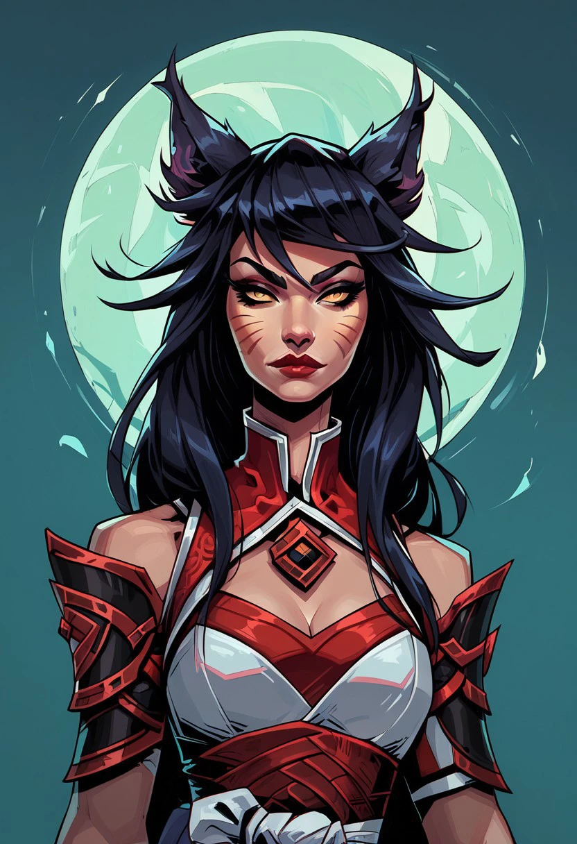 score_9, score_8_up, score_7_up, Neonhades BREAK, 1woman portrait, beautiful, dramatic lights. Ahri1. Ahribase. Ahribaseruinedking. fox ears, black hair