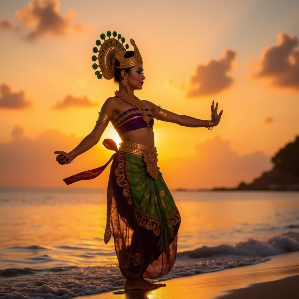 balidancer,beach background, sunrise