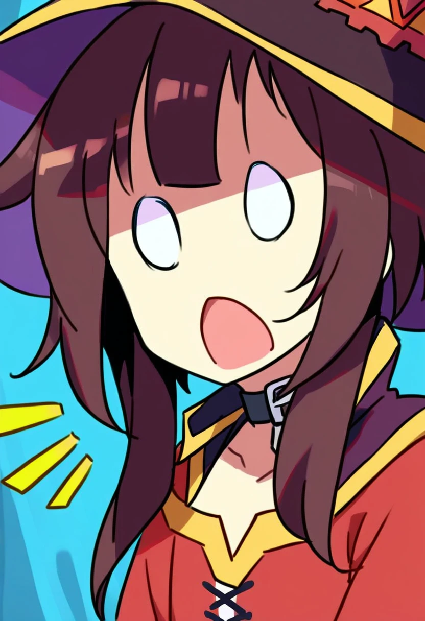 score_9,score_8_up, score_7_up, source_anime, rating_safe, 1girl, solo, megumin, c1rcl3_3y3s, o_o, empty_eyes, no pupils, white_Eyes, open mouth, surprised <lora:O_O_-_Blank_Circle_eyes_-_Pony:0.9>