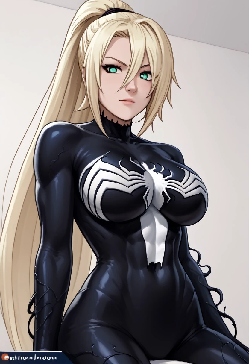 score_9, score_8_up, score_7_up, score_6_up, source_anime,rating_explecit,anime coloring, 1girl ,  details, <lora:Expressive_H:1>   <lora:She Venom LoCon:1> she venom, black detailed bodysuit, full black suit, black suit, big symbols spider , perfect symbols spider, big logo spider white on suit<lora:Symbiote:0.6>,large breast,very long hair , room, blonde hair, green eyes, long hair, hair between eyes,very long hair , silky hair, yamanaka ino, hair over one eye, blonde hair, long hair, ponytail, blue eyes, hairclip,sexy pose, nudes woman, tempted sex mode, sexy pose model,