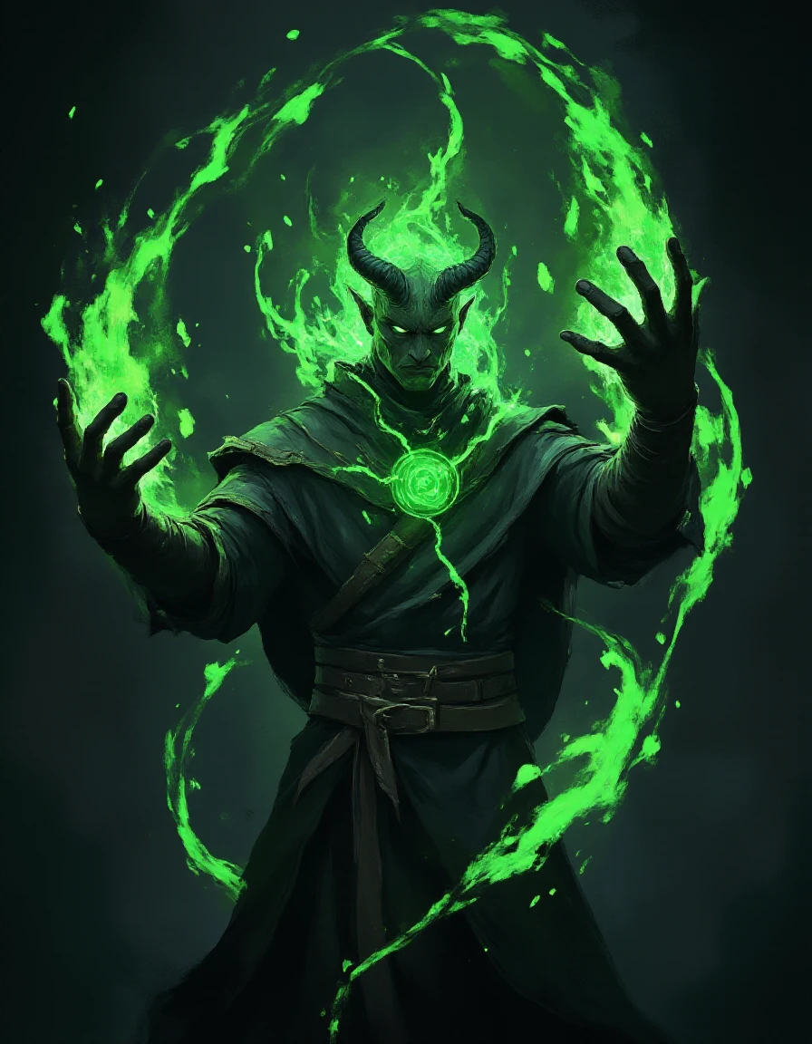 <lora:Flashfiring_Mage_Craft_r1:0.8> A demon coming from the shadows to engulf mage working on holy magic