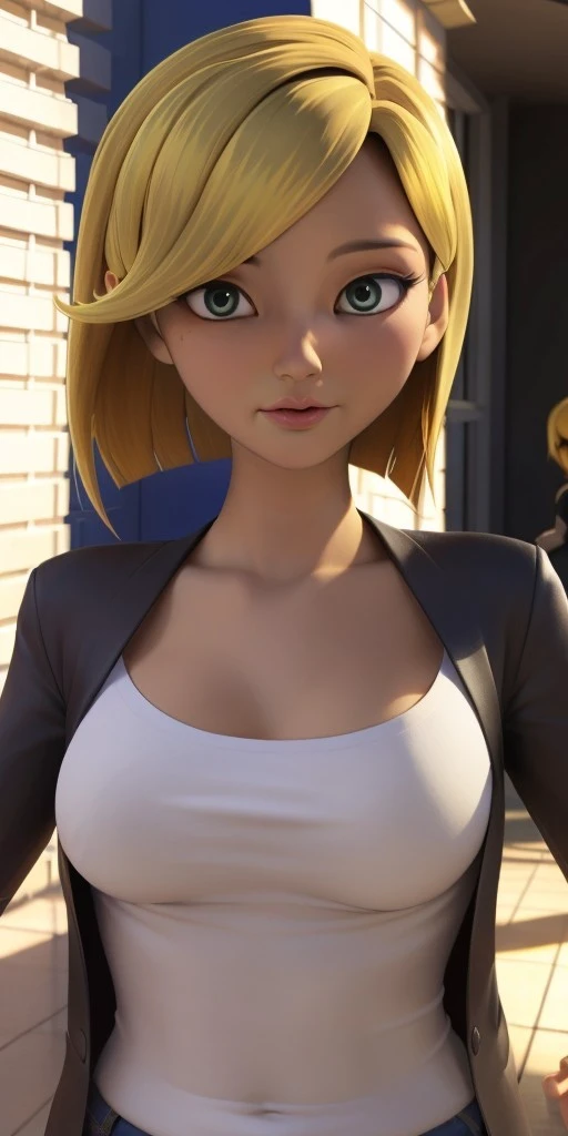 Hyperrealistic, photorealistic, super detailed, dark green eyes, golden blonde hair is cut into a short bob that ends in the center of her neck, body like in real life, large pores, fair skin, slender, beautiful arms, medium breasts, unreal engine, octane render, droped shadow, bokeh, cinematic lighting, <lora:add_detail:0.5>, <lora:Volumetric_lighting:0.6>, person Contard, <lora:ddaea804-61f2-4b30-9bf3-fb09fa431334:0.7>