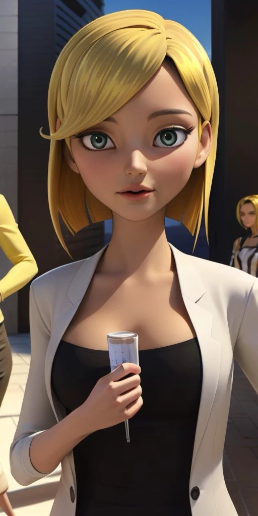 Hyperrealistic, photorealistic, super detailed, dark green eyes, golden blonde hair is cut into a short bob that ends in the center of her neck, body like in real life, large pores, fair skin, slender, beautiful arms, medium breasts, unreal engine, octane render, droped shadow, bokeh, cinematic lighting, <lora:add_detail:0.5>, <lora:Volumetric_lighting:0.6>, person Contard, <lora:ddaea804-61f2-4b30-9bf3-fb09fa431334:0.7>