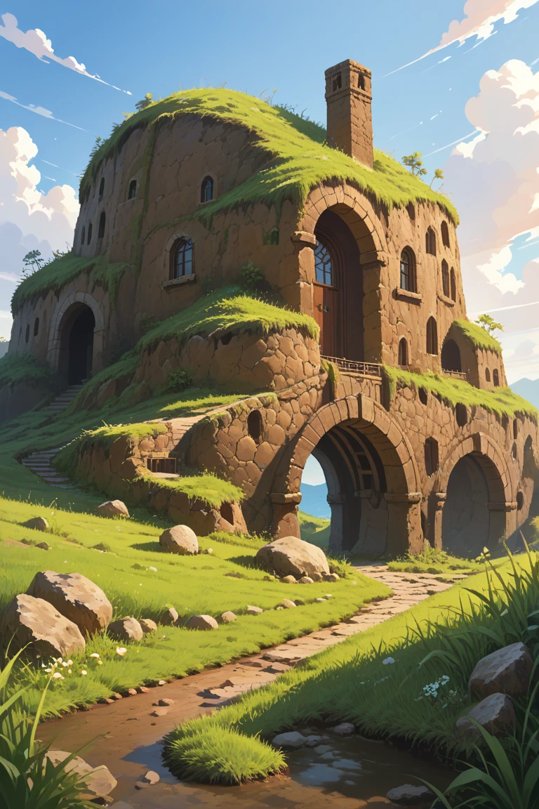 score_9, score_8_up, score_7_up, source_anime, rating_safe, day, natural lighting, dirt-structure focus, dirt, rock, water, grass, intricately detailed illustration, Dadirt, scenery, fantasy