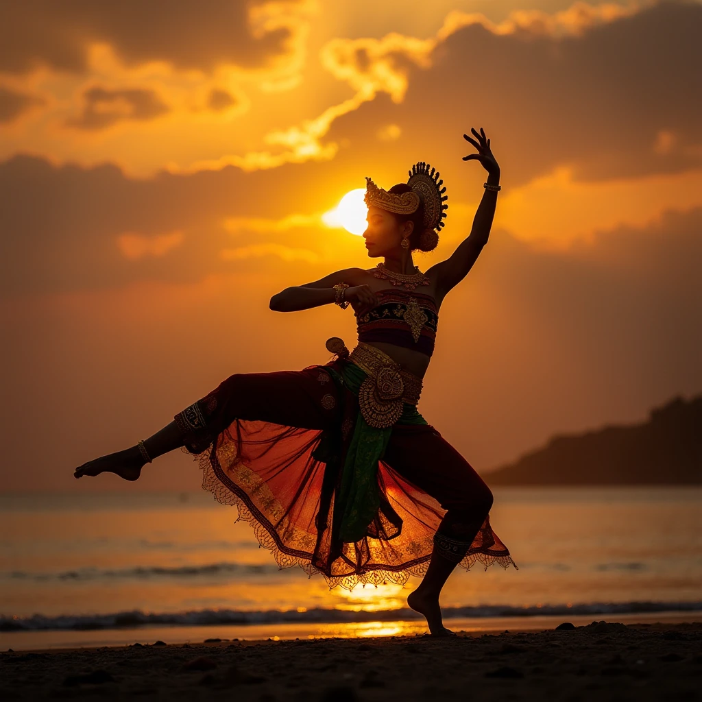 balidancer,beach background, sunrise