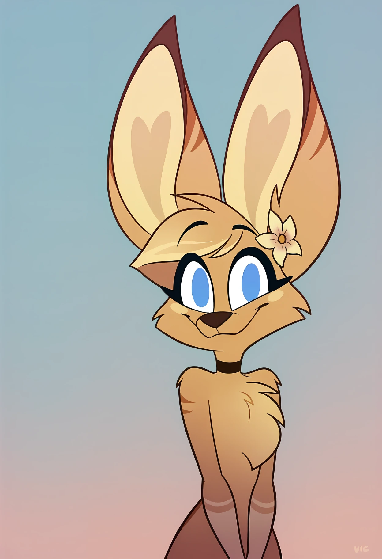 source_cartoon, source_furry, rating_safe, score_9, score_8_up, score_8, cowboy shot, simple background, BREAK
<lora:Kayla Christling:0.8>, Kayla Christling, solo, kangaroo, smiling, standing, beautiful face, clear focus, looking at viewer, happy, close up, face focus, flower in ear, mouth closed, cute, arms down,
