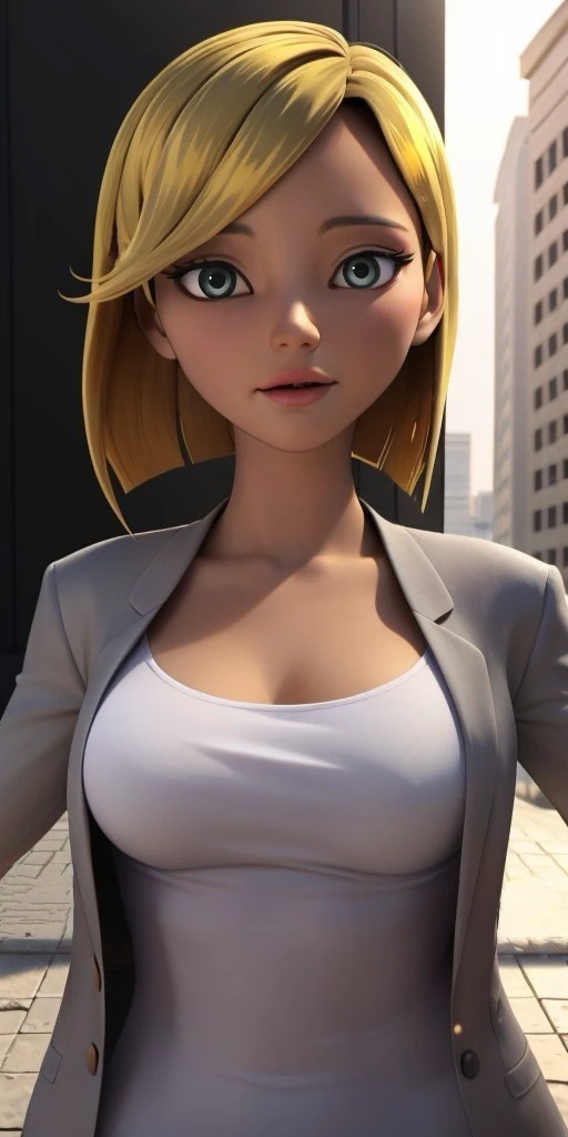 Hyperrealistic, photorealistic, super detailed, dark green eyes, golden blonde hair is cut into a short bob that ends in the center of her neck, body like in real life, large pores, fair skin, slender, beautiful arms, medium breasts, unreal engine, octane render, droped shadow, bokeh, cinematic lighting, <lora:add_detail:0.5>, <lora:Volumetric_lighting:0.6>, person Contard, <lora:ddaea804-61f2-4b30-9bf3-fb09fa431334:0.7>