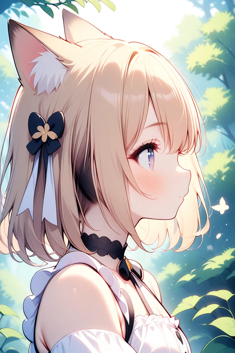 best, masterpiece, cocoart, profile, animal girl,close up,forest