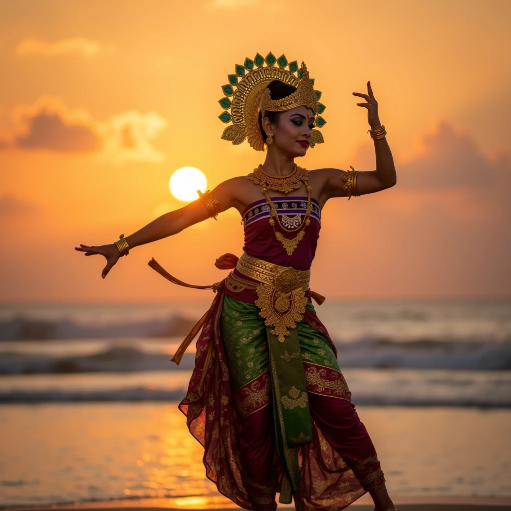 balidancer,beach background, sunrise