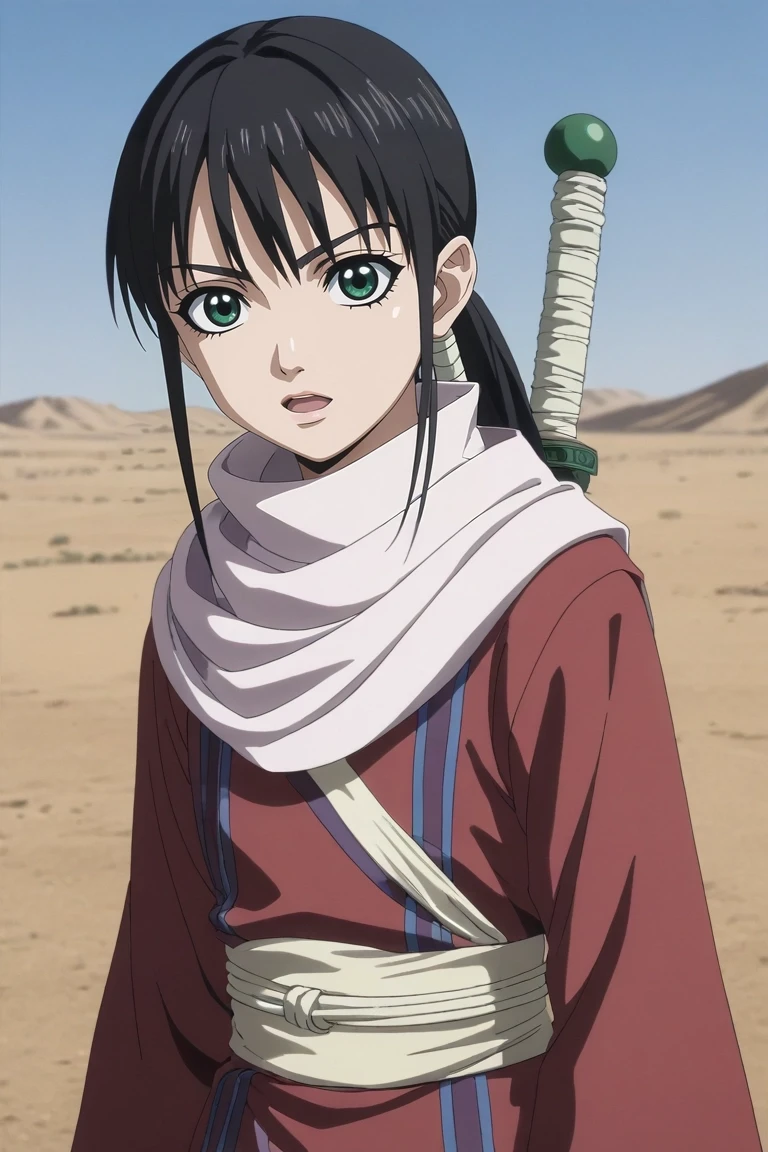 score_9, score_8_up, score_7_up, source_anime, rating_safe, , (3d:0.4), looking at viewer, , 1girl, solo, <lora:qiang_lei_pony:0.74>, qiang_lei, black hair, green eyes, long hair, ponytail, , sword, aged down, cowboy shot, sahara desert, dusk, knees up, open mouth, ,, <lora:sdxl_lightning_8step_lora:1>