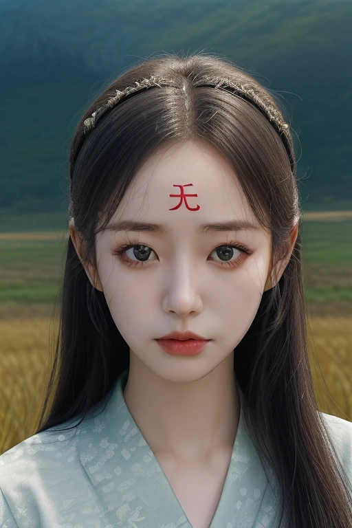 ((无)), ((无)), forehead, close-up, 1girl, hilltop, grassland, <lora:无:1>