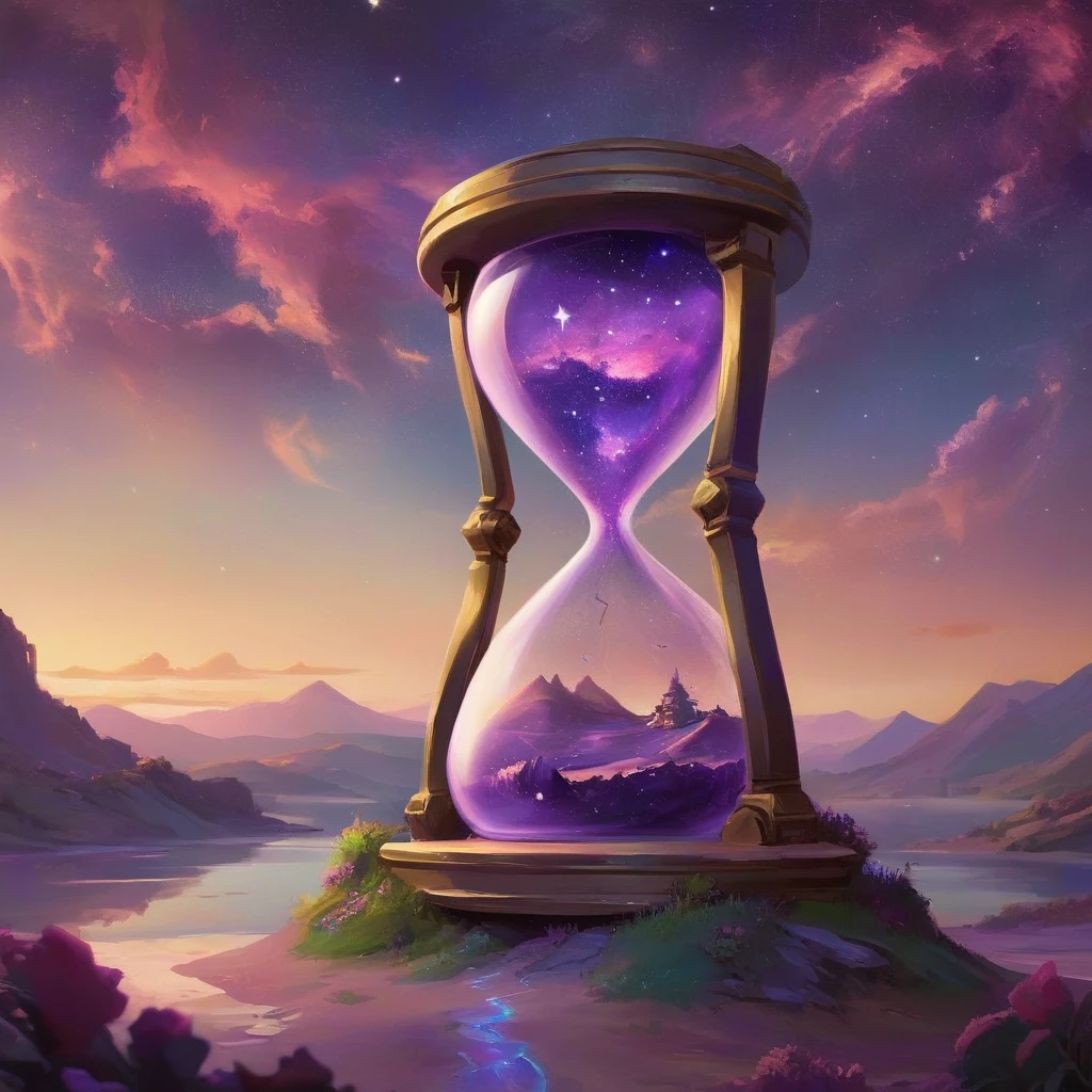 beautiful scenery nature hourglass landscape, , purple galaxy hourglass ,