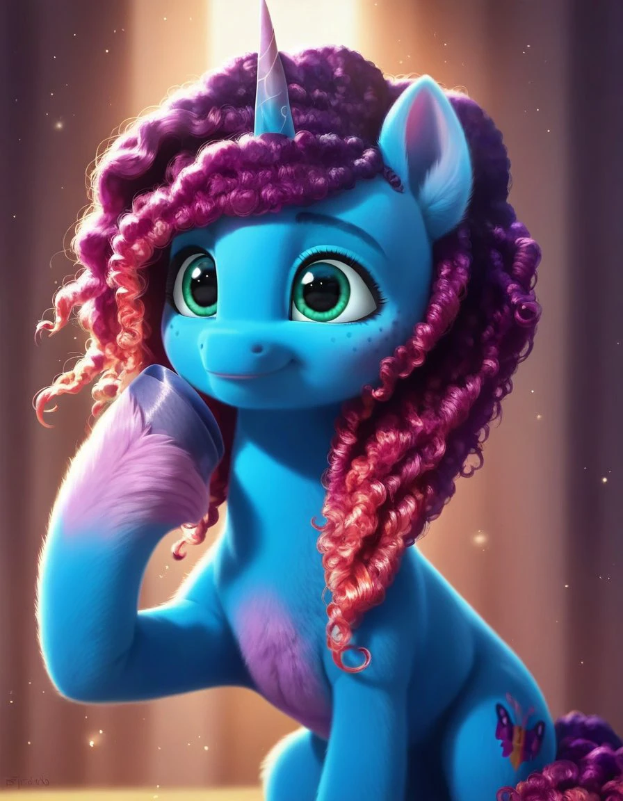 score_9, score_8_up, score_7_up, score_6_up, score_5_up, score_4_up, rating_safe, <lora:Misty Brightdawn:1>Misty blue body Brightdawn, ((cute, little, fuzzy pony, fur)), (high quality, detailed, beautiful), shiny, adorable face, detailed beautiful eyes, diadema, sunlight, realistic, outstanding, countershading, detailed soft lighting, ear fluff, hoof on face, cinematic vintage photography