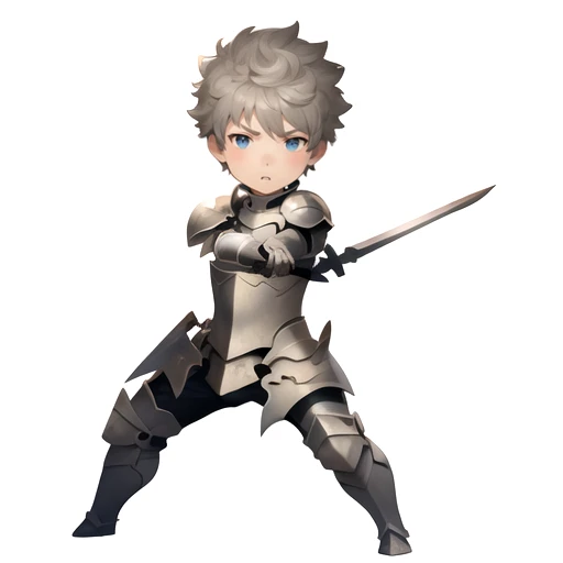 (masterpiece,best quality),bdchibi,full body, 1boy, solo,white background,<lora:bdchibi:1>, knight,armor, short hair, parted lips, holding weapon, fighting stance,