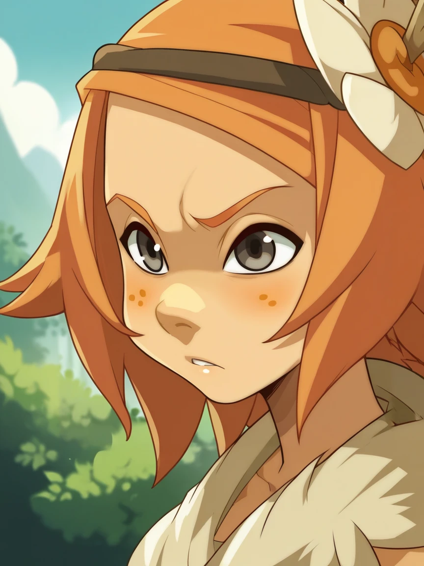 score_9, score_8_up, score_7_up, score_6_up, score_5_up,   <lora:wakfuXLP:1> wakfu, 1girl, ginger hair, grey eyes, freckles,