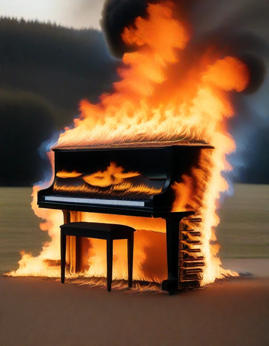 piano on fire