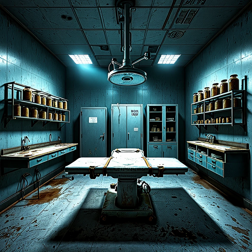 <lora:Doctor_Pollutions_Paranormal_Asylum_DX_-_DreamShaper_r2:1>,docpollparan, examination room, asylum, abandoned, unreal engine, 4k, masterpiece, trending on artstation