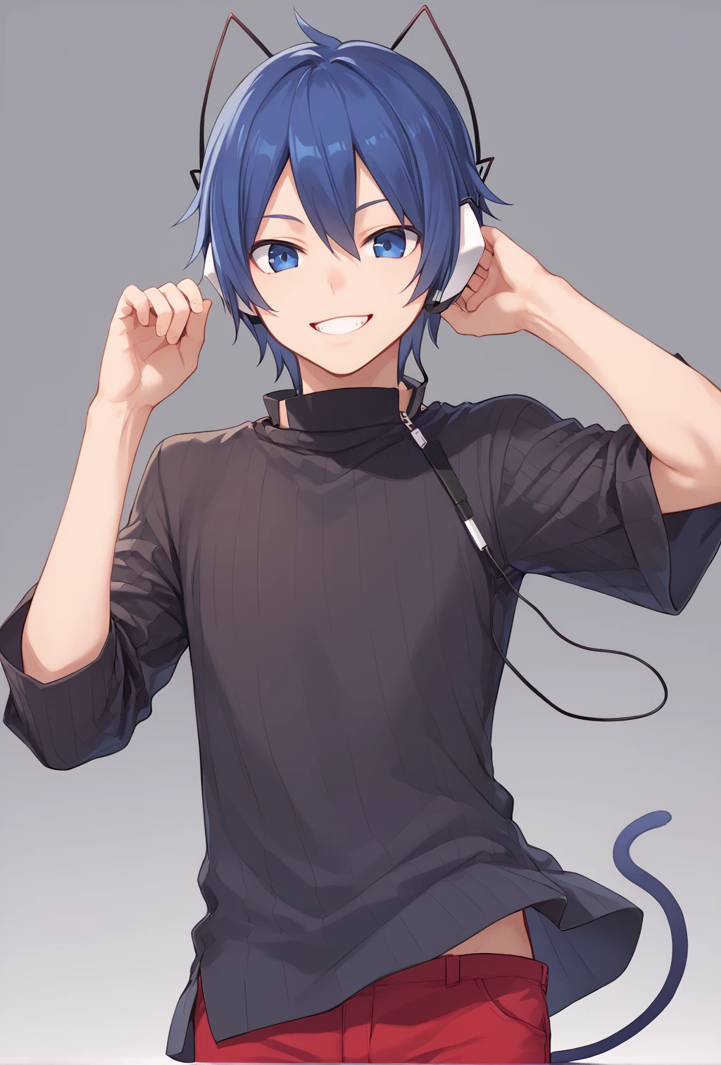 score_9, score_8_up, score_7_up, source_anime, BREAK
masterpiece, best quality,
1boy, protagonist \(devil survivor\), blue hair, blue eyes, cat ear headphones, short hair, black sweater, red pants
<lora:ds_protagonist.pdxl:1>
(masterpiece, best quality:1), looking at viewer, smile,