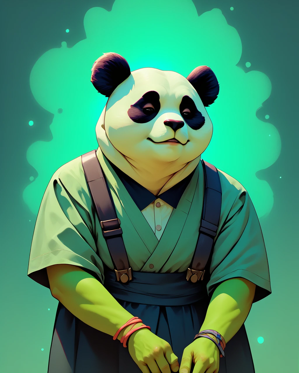 score_9, score_8_up, BREAK panda, toxic-green skin, <lora:NeoNiNijiColorSteell 15:0.8> color contrast, niji style, niji, sharp lighting, neon color palette, high contrast, surrealistic glow, vector art influence, anime-influenced art style, sleek, focus on geometry, sharp lighting, stylized expression, digital painting, cosmic color:steell