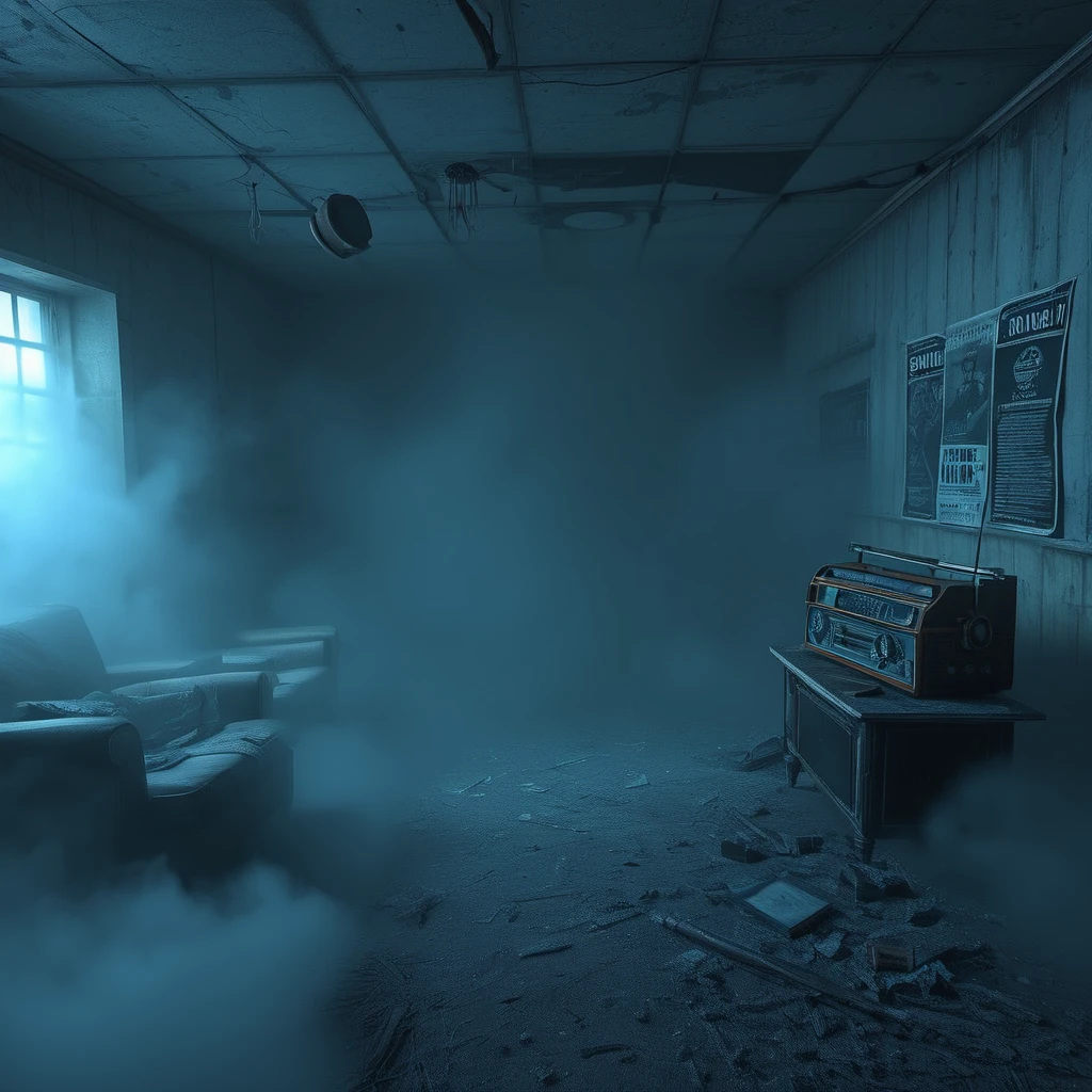 <lora:Doctor_Pollutions_Paranormal_Asylum_DX_-_Realistic_Freedom:1>,docpollparan, social room, asylum, abandoned, mist, unreal engine, 4k, masterpiece, trending on artstation