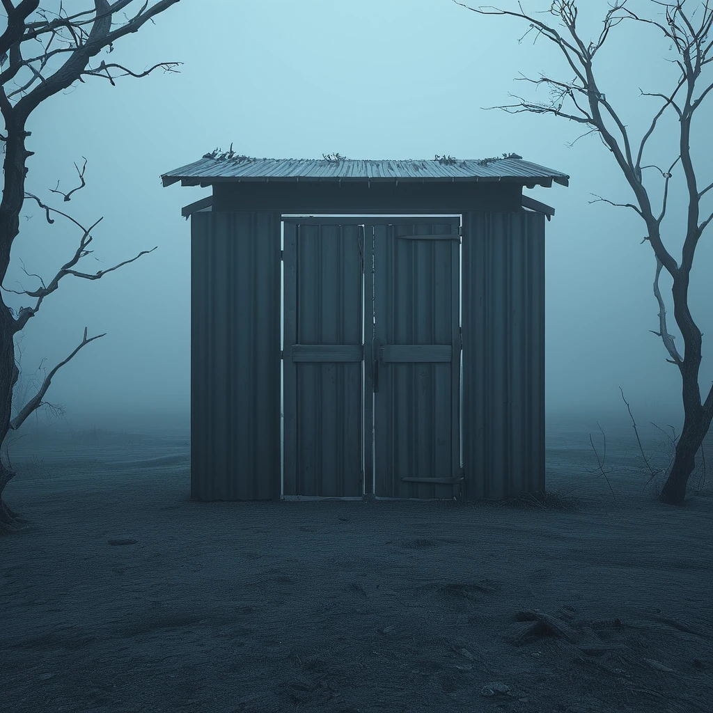 <lora:Doctor_Pollutions_Paranormal_Asylum_DX_-_Realistic_Freedom:1>,docpollparan, outdoor, asylum, abandoned, shed, unreal engine, 4k, masterpiece, trending on artstation