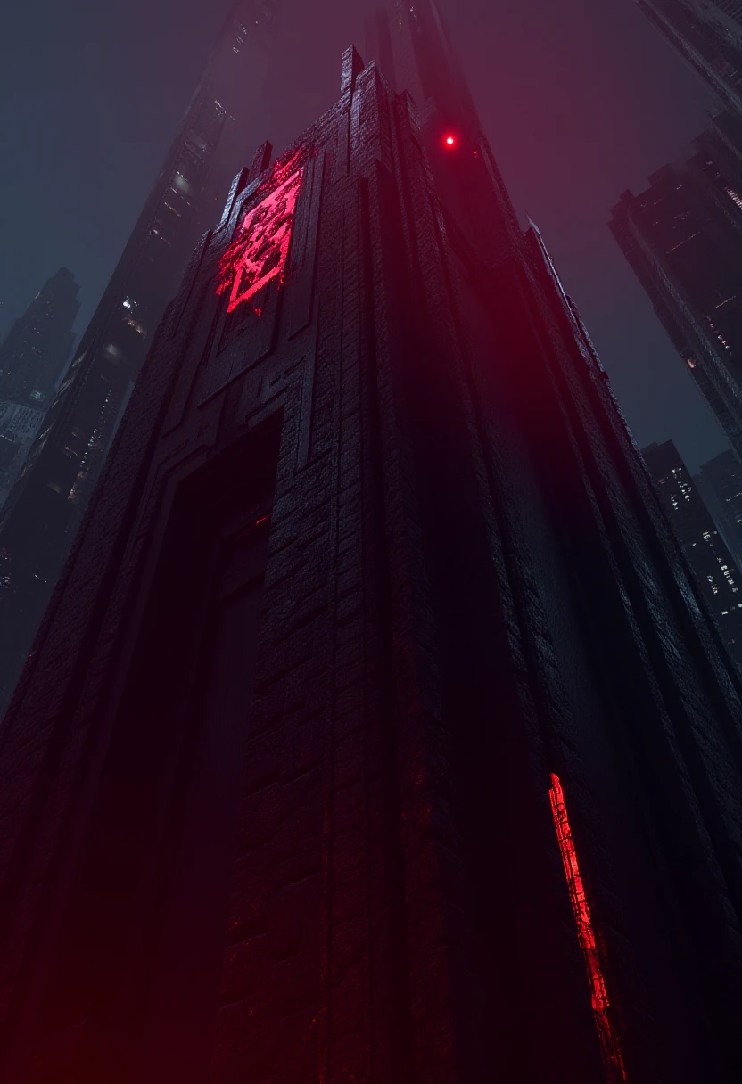 Alien monolith with red organic lights. R3tun4L style