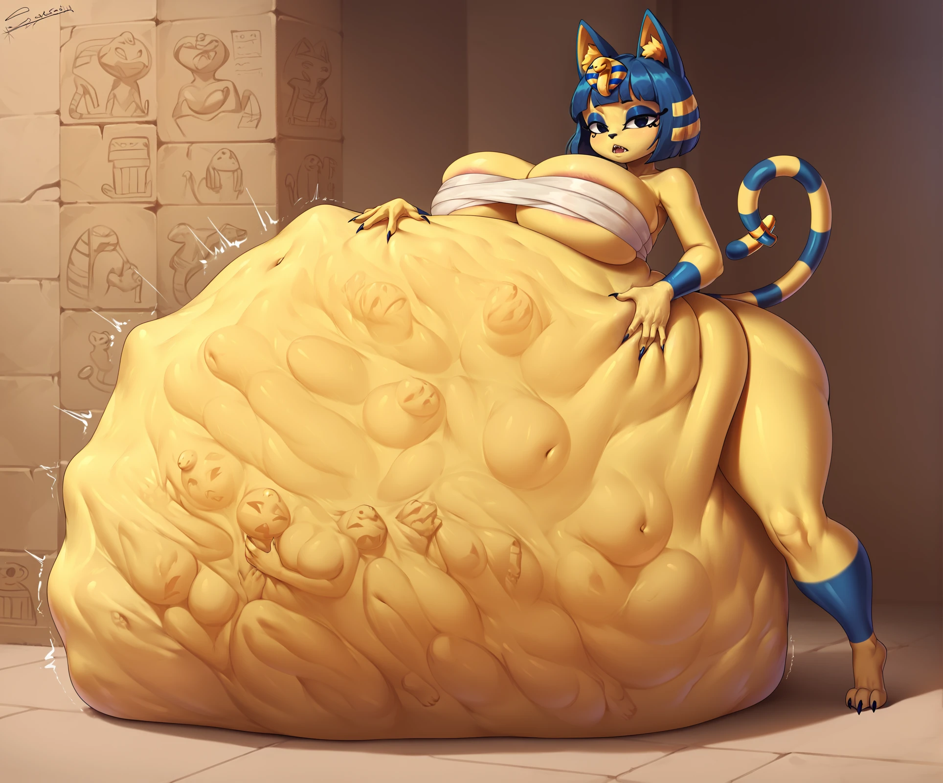 in egyptian sand dunes, by slug_(artist), by discordthege, by bebebebebe, by sabrotiger, by spuydjeks, by spikedmauler, by moonrick, anthro, Bald, Cross eyed, mad, angry, sharp teeth, gritting teeth, ahegao, eyelashes, black skin, black fur, eyeliner, black nose, black nipples, black pussy, blushing egyptian cat goddess, deity, curvaceous body, muscular body, torn clothes, ripped clothing, huge breasts, breasts, fangs, 1girl, solo girl, mindbroken, mindbroken by worm, thick thighs, breasts, worm, cat captured by giant worm, restrained by worms, worm fuck, worm fucking cat, giant worm, vaginal, impregnation. bestiality, cat being raped by worm, worm penetrating cat's pussy, worm xray view.