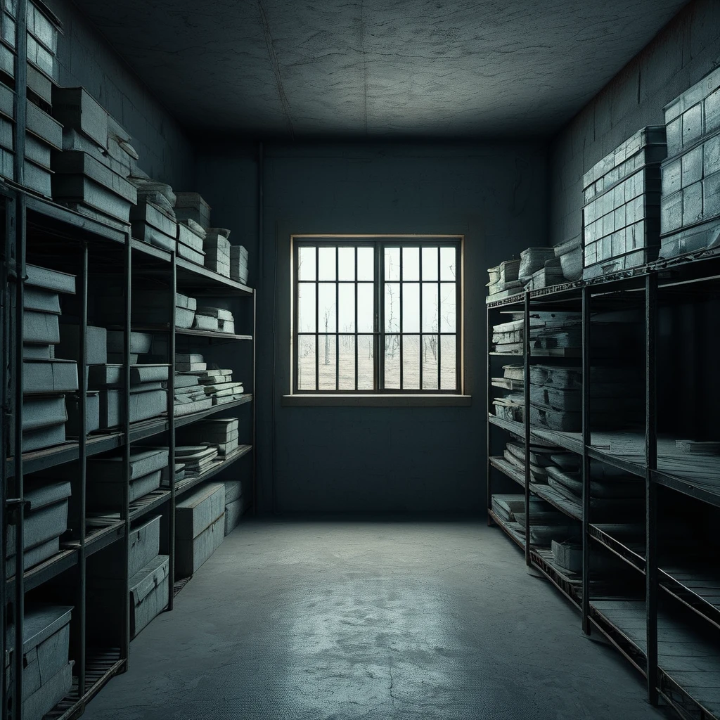 <lora:Doctor_Pollutions_Paranormal_Asylum_DX_-_Realistic_Freedom:1>,docpollparan, storage room, asylum, abandoned, window, unreal engine, 4k, masterpiece, trending on artstation