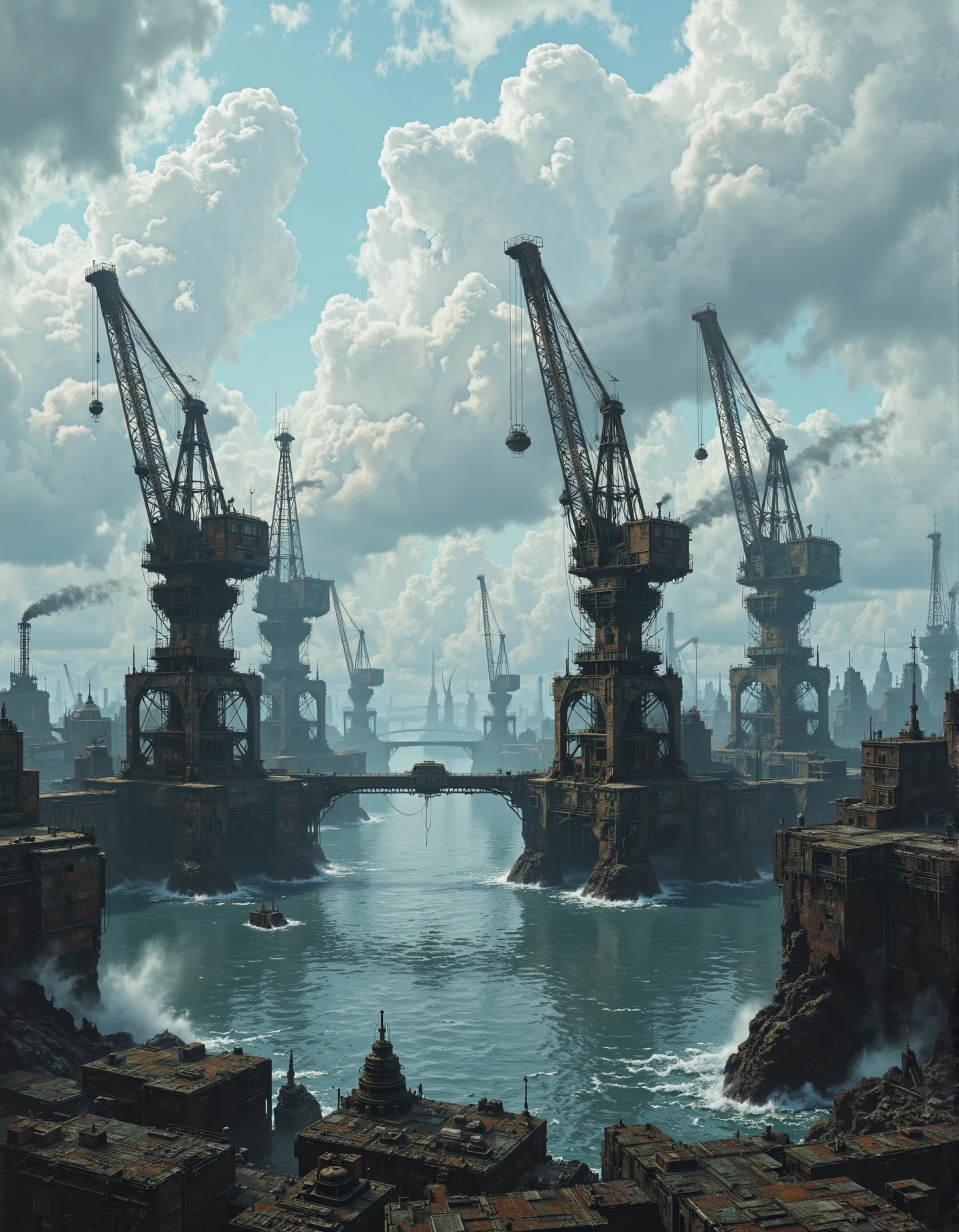 An industrial harbor with towering cranes.
<lora:Dieselcore:0.8> d1eselc0re