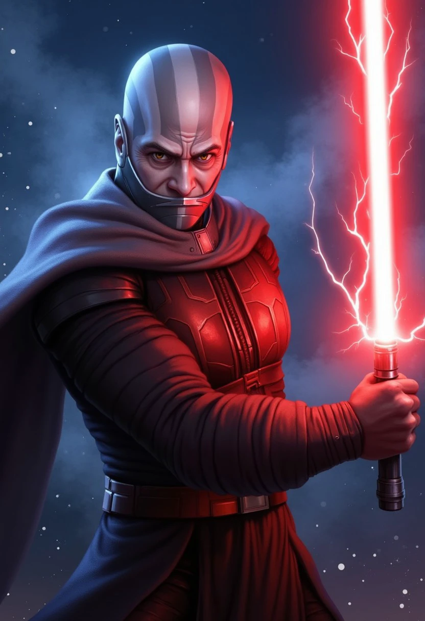 Darth Malak launching a lightning from his hand