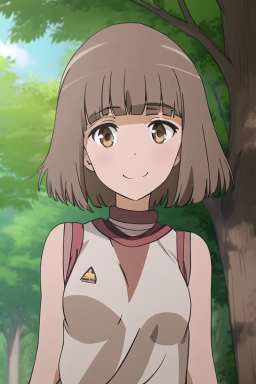 Kobayashi Satori, short hair, brown eyes, light brown hair, bob cut, blunt bangs