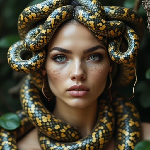 female Medusa snakes for hair  naked close up