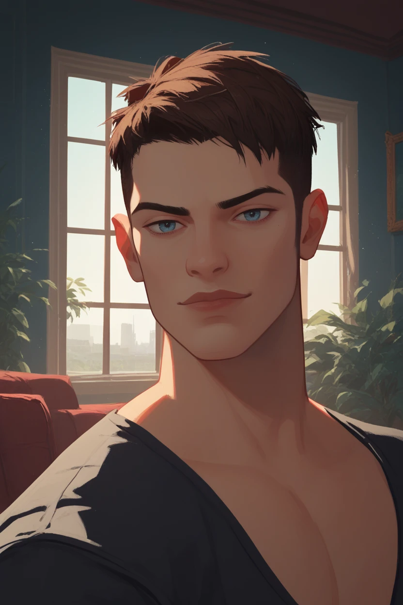 score_9, score_8_up, score_7_up, score_6_up
<lora:DmCDante:0.8>
DmCDante, 1boy, short hair, brown hair, blue eyes, looking at viewer, in a modern high-rise apartment, wearing a sleek tuxedo, overlooking a bustling city at night, floor-to-ceiling windows, high contrast lighting, elegant and refined