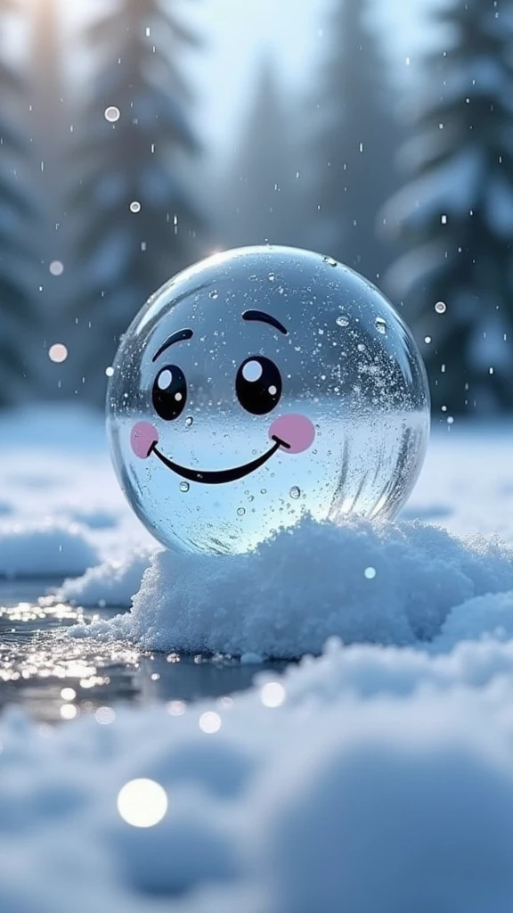 animated waterdrop smile,snow