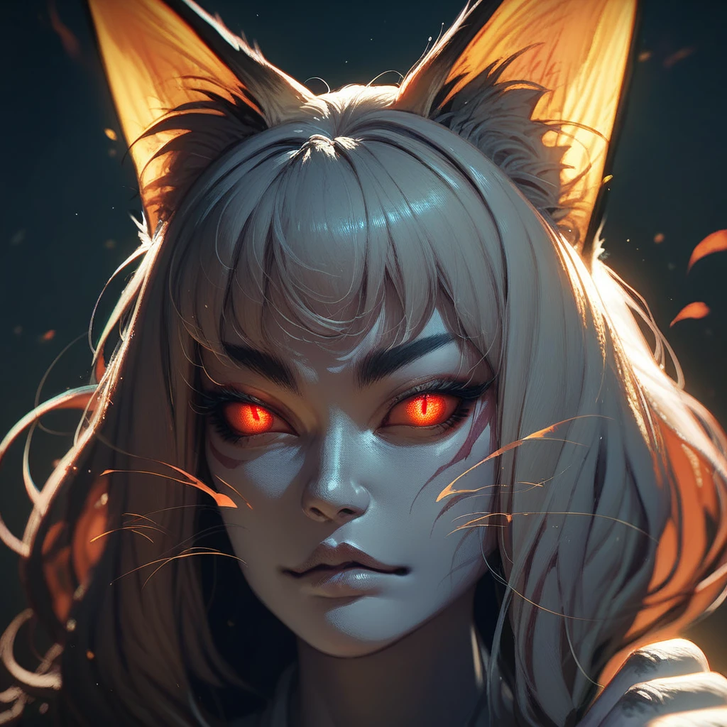 score_9, score_8_up, score_7_up, portrait, beautiful, <lora:KashaChacha:1> BREAK, 1girl Kasha. Kashanioh. fox girl. fox ears. grey skin. fox hands. fox legs. red eyes. glowing eyes. glowing ears.