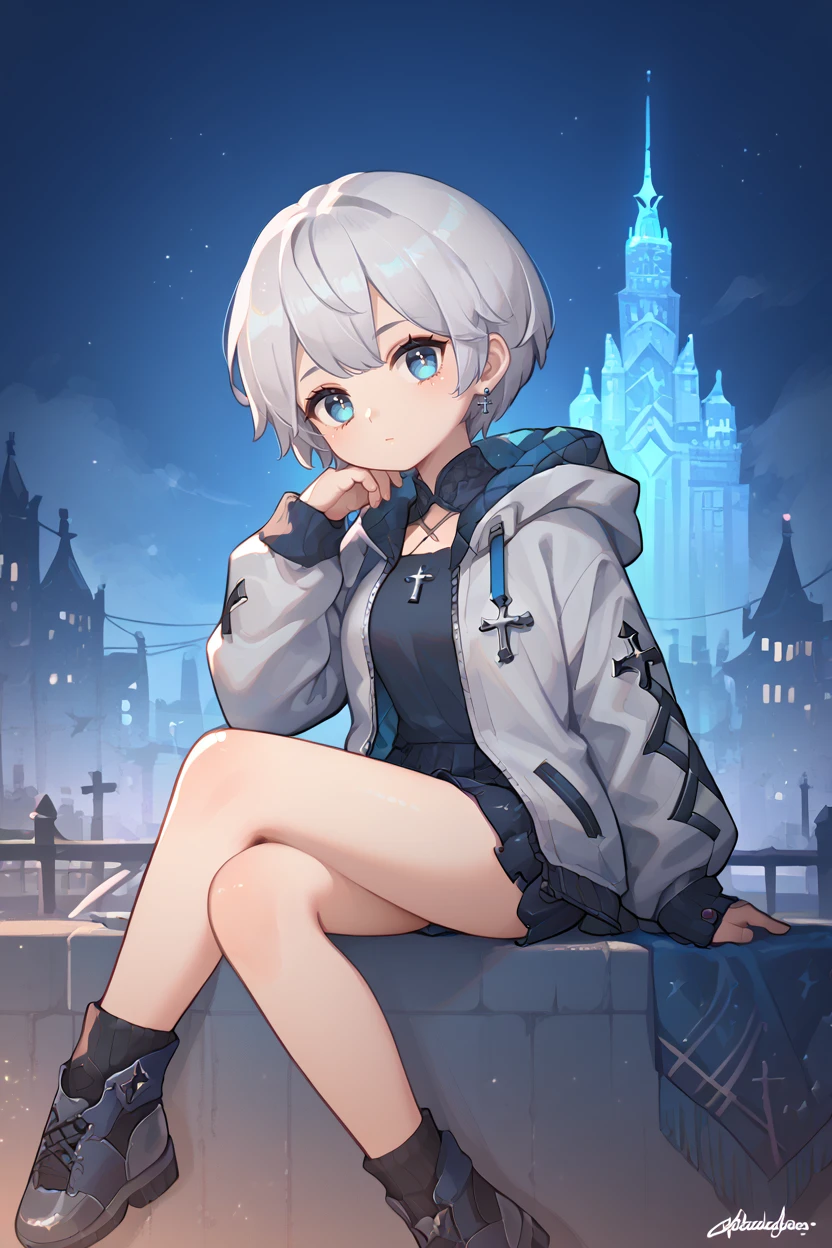 score_9, score_8_up, score_7_up, score_6_up
<lora:GCSH:0.8>
GCSH, 1girl, short hair, blue eyes, silver hair, looking at viewer, sitting cross-legged overlooking a night city during last light