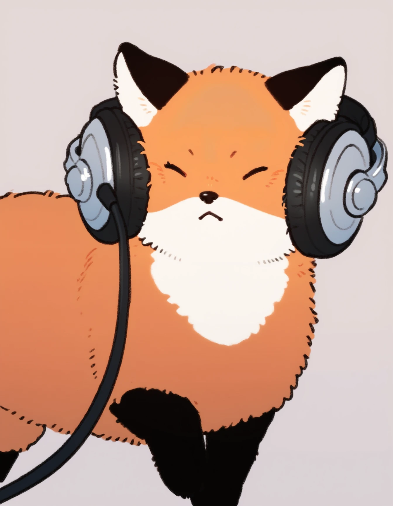 score_9, score_8_up, score_7_up, score_6_up, score_5_up, score_4_up, solo, feral
Numsiri_fox, black nose, closed eyes, orange fur, tail, closed eyes, headphones <lora:HeadphoneCatMeme_pdxl_Incrs_v1:1>
 <lora:Numsiri_fox_XL:0.9>