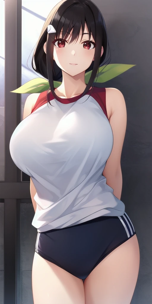 <lora:mayoi_hachikujiV4:0.7> mayoi_hachikuji_low_ponytail, huge_breasts, standing, solo, arms_behind_back, starry_sky,  gym_uniform, green_hair_ribbon, hairclip, masterpiece, best_quality, detailed_face, detailed_eyes, highres, beautiful, detailed, absurdres,