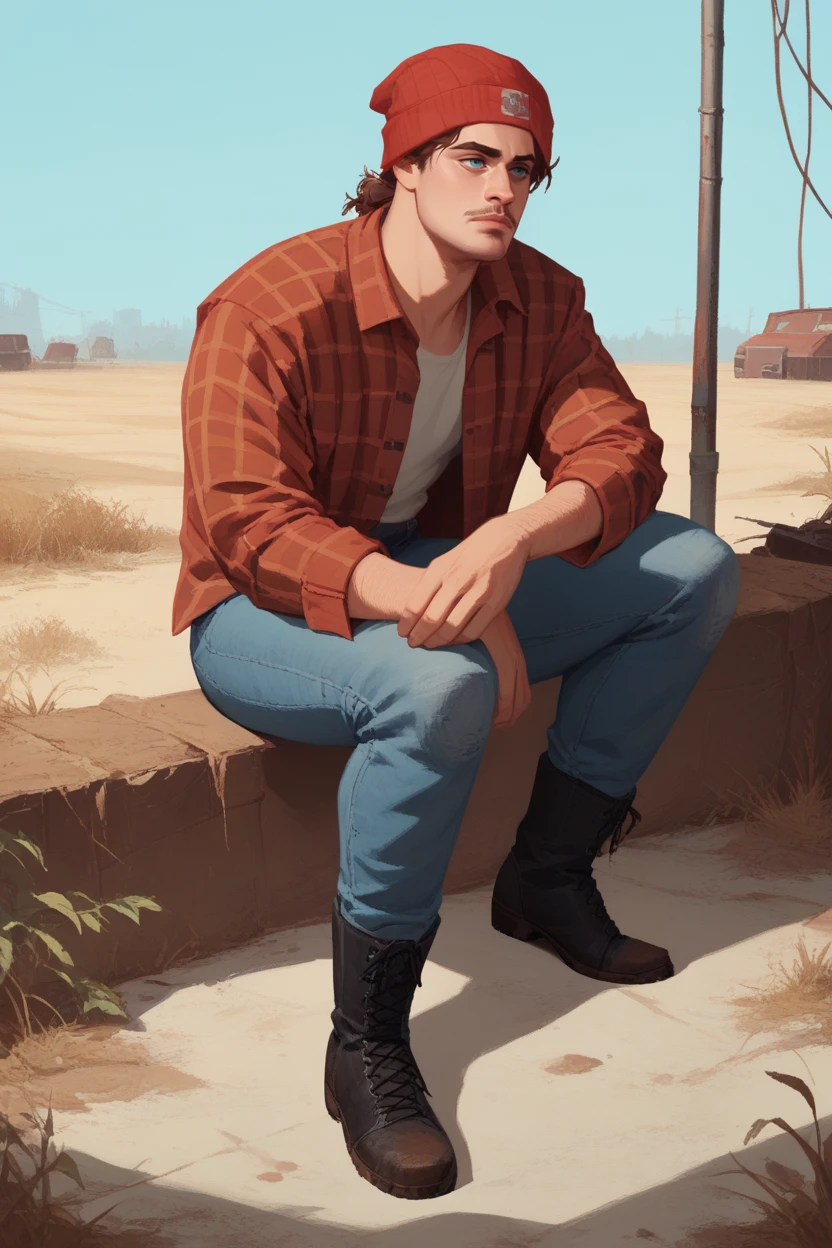 score_9, score_8_up, score_7_up, score_6_up
<lora:STBilly:0.8>
STBilly, solo, 1boy, brown hair, blue eyes, Checked flannel shirt, dark denim jeans, work boots, and a beanie, Desolate wasteland with a lone figure, post-apocalyptic and eerie